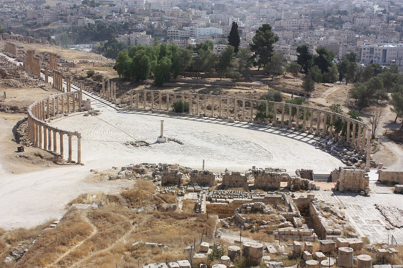 The colonnaded Oval Plaza in Jerash